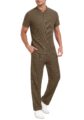 PrinStory Men’s Short Sleeve Outfits Waffle Knit Henley Shirt and Pants Set Casual 2 Pieces Summer Tracksuits with Pockets by PrinStory