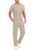 PrinStory Men’s Short Sleeve Outfits Waffle Knit Henley Shirt and Pants Set Casual 2 Pieces Summer Tracksuits with Pockets by PrinStory