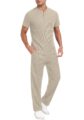 PrinStory Men’s Short Sleeve Outfits Waffle Knit Henley Shirt and Pants Set Casual 2 Pieces Summer Tracksuits with Pockets by PrinStory