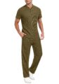 PrinStory Men’s Short Sleeve Outfits Waffle Knit Henley Shirt and Pants Set Casual 2 Pieces Summer Tracksuits with Pockets by PrinStory