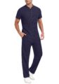 PrinStory Men’s Short Sleeve Outfits Waffle Knit Henley Shirt and Pants Set Casual 2 Pieces Summer Tracksuits with Pockets by PrinStory