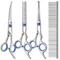 Professional 4 in 1 Dog & Cat Grooming Scissors Kit with Safety Round Tips,Sharp & Durable,Dog Shears for Grooming – Includes Straight, Curved, Thinning Scissors and Comb -… by Saccison