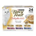 Purina Fancy Feast Delights with Cheddar Grilled Chicken, Turkey or Whitefish and Cheddar Cheese Feast in Gravy Wet Cat Food Variety Pack – (Pack of 24) 3 oz. Cans by Fancy Feast