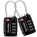 Puroma 2 Pack TSA Approved Luggage Locks, 4 Digit Combination Travel Locks Resettable Code Lock with Zinc Alloy Body for Suitcase, Toolbox, Backpack, Bag, Gym Locker (Black) by Puroma