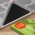 Rabenda 12 Pcs Rug Tape, Non Slip Rug Pads Grippers for Hardwood Floors and Tiles, Reusable Carpet Tape for Area Rugs, Double-Sided Adhesive Rug Stickers Keep Corners Flat (Black) by Rabenda