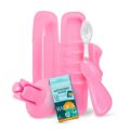 RADIUS Vacation Pastel Bundle, Includes Right Handed Big Brush with Replaceable Head, Toothbrush Travel Case, DOC Toothbrush Holder, Anywhere Travel Floss Packette, Pink, 4… by RADIUS