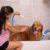 Rinseroo Slip-On Bathtub Faucet Sprayer Attachment. Ultra-Flex Dog Shower Adapter Portable With Pet Showerhead. Attach to Tub Spout 5 Foot Hose. No Install for Speedy Washing by Rinseroo