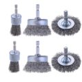 Rocaris 6 Pack Carbon Steel Wire Wheel and Pen Brush Set with 1/4-Inch Hex Shank for Rust Removal, Corrosion and Scrub Surfaces by Rocaris