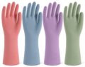 Rubber Cleaning Gloves for Dishwashing, 4 Pairs Reusable Kitchen Gloves for Washing Dishes and Household Cleaning, Colorful Dish Gloves with Flocked Lining and Non-Slip Grip,… by SIFANGKE