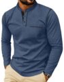 Sailwind Men’s Henley Shirts Long Sleeve Button T-Shirt Casual Stylish Cotton Pullover Shirt with Pocket by Sailwind