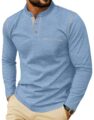 Sailwind Men’s Henley Shirts Long Sleeve Button T-Shirt Casual Stylish Cotton Pullover Shirt with Pocket by Sailwind