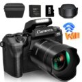 Saneen Digital Camera, 4k Cameras for Photography & Video, 64MP WiFi Touch Screen Vlogging Camera for YouTube with Flash, 32GB Card, Lens Hood, 3000mAH Battery, Front and Rear… by Saneen