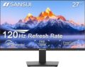 SANSUI 27 Inch Monitor, IPS 120Hz Computer Monitor Full HD 1920 x 1080P with HDMI DP Interfaces, Eye Care, Frameless, 100 x 100mm VESA Mountable (HDMI Cable Included) by SANSUI