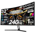 SANSUI 32 Inch Curved 240Hz Gaming Monitor High Refresh Rate, FHD 1080P Gaming PC Monitor HDMI DP1.4, Curved 1500R, 1Ms MPRT, HDR,Metal Stand,VESA Compatible(DP Cable Incl.) by SANSUI