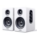 Sanyun SW208 3″ Active Bluetooth 5.0 Bookshelf Speakers – 60W Carbon Fiber Speaker Unit – Built-in 24bit DAC Dynamic 3D Surround Sound 2.0 Computer PC Monitor Gaming (Pair, White) by Sanyun