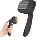 Self Cleaning Shedding Brush – Skin Friendly Grooming Tool for Dogs, Cats, and Puppies, Deshedding and Hair Removal for Long and Short Haired Pets, Black by Dipoo