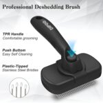 Self Cleaning Shedding Brush - Skin Friendly Grooming Tool for Dogs, Cats, and Puppies, Deshedding and Hair Removal for Long and Short Haired Pets, Black by Dipoo