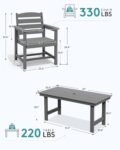 SERWALL Outdoor HDPE Dining Table Set, 7-Piece Outdoor Dining Table Sets with Umbrella Hole Cut-Out Table and 6 Chairs, Gray by SERWALL
