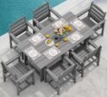 SERWALL Outdoor HDPE Dining Table Set, 7-Piece Outdoor Dining Table Sets with Umbrella Hole Cut-Out Table and 6 Chairs, Gray by SERWALL