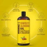 Seven Minerals, Pure Cold Pressed Sweet Almond Oil - Big 32 fl oz Bottle - Unrefined &100% Natural - For Skin & Hair, with No Added Ingredients - Perfect Carrier Oil for... by Seven Minerals