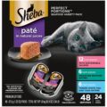 Sheba Perfect Portions Wet Cat Food Pate with Sustainable Salmon, Signature Seafood Entree, and Tender Whitefish and Tuna Entree Variety Pack, 2.6 oz. Twin Pack Trays (24 Count,… by Sheba