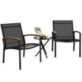Shintenchi 3 Pieces Patio Bistro Sets, Outdoor Textilene Fabric Conversation Bistro Set, Textilene Fabric Front Porch Chairs Small Patio Furniture Set with Table for… by Shintenchi