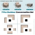 Shintenchi 7 Pieces Outdoor Patio Sectional Sofa Couch, Wicker Furniture Patio Conversation Sets with Washable Cushions & Coffee Table for Garden, Poolside, Backyard by Shintenchi