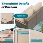 Shintenchi 7 Pieces Outdoor Patio Sectional Sofa Couch, Wicker Furniture Patio Conversation Sets with Washable Cushions & Coffee Table for Garden, Poolside, Backyard by Shintenchi