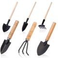 Small Garden Tool Set, 6 Pieces Iron Gardening Kit Including Hand Shovel, Transplant Shovel and Hand Rake with Wood Non-Slip Handle Perfect for Plant Lovers by kulusion
