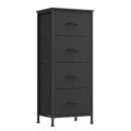 SONGMICS Dresser for Bedroom, Chest of Drawers, Steel, MDF, 4 Non-Woven Fabric Drawers, Storage Organizer Unit, Closet, Entryway, Ink Black and Ebony Black ULGS314B01S by SONGMICS