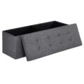 SONGMICS MAZIE Collection – 43 Inches Folding Storage Ottoman Bench, Ottoman Foot Rest, End of Bed Bench, Storage Chest, Load 660 lb, for Living Room, Bedroom, Entryway, Dark… by SONGMICS