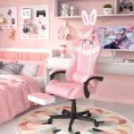 Soontrans Pink Gaming Chair with Footrest,Lovely Bunny Computer Gamer Chair,Gamer Desk Chair for Granddaughter,Sister,Girlfriend,Wife and Love (Pink) by Soontrans