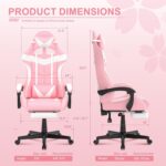 Soontrans Pink Gaming Chair with Footrest,Lovely Bunny Computer Gamer Chair,Gamer Desk Chair for Granddaughter,Sister,Girlfriend,Wife and Love (Pink) by Soontrans