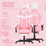 Soontrans Pink Gaming Chair with Footrest,Lovely Bunny Computer Gamer Chair,Gamer Desk Chair for Granddaughter,Sister,Girlfriend,Wife and Love (Pink) by Soontrans