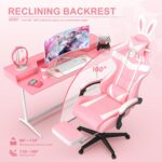 Soontrans Pink Gaming Chair with Footrest,Lovely Bunny Computer Gamer Chair,Gamer Desk Chair for Granddaughter,Sister,Girlfriend,Wife and Love (Pink) by Soontrans
