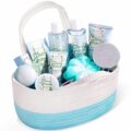 Spa Gift Baskets for Women, 11 Pcs Jasmine Bath & Body Sets, Beauty Birthday Gifts for Her Pampering by BODY & EARTH