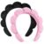 Spa Headbands for Washing Face or Facial, Set of 2 Skincare Headbands, Terry Cloth Headband Wash Combo Pack – Puffy Makeup Washing, Mask, Skin Treatment (Black & Pink) by Ztomine