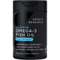 Sports Research Triple Strength Omega 3 Fish Oil – Burpless Fish Oil Supplement w/EPA & DHA Fatty Acids from Single-Source Wild Alaskan Pollock – 1250 mg, 90 ct by Sports Research