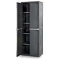 Sterilite 4 Shelf Cabinet, Lockable Utility Storage w/ Adjustable Shelves, Gray – Plastic Shelving Unit for Organizing Garage, Pantry, Basement, Laundry Room or Mudroom by Sterilite
