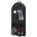 Suit Garment Clothes Travel Bag: 43 inch Lightweight Foldable Black Short Fabric Breathable – Hanging Storage Cover Pockets Zipper for Men – Wardrobe Carry Coat Jacket Uniform… by GOIUEDBZ