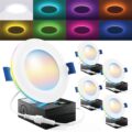 Sunco 4 Pack 4 Inch Smart Ultra Thin LED Recessed Ceiling Lights with Night Light, Tunable CCT 2700K to 5000K, Dimmable, 11W, Smooth Trim, Canless with Junction Box. by Sunco Lighting
