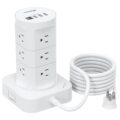 Surge Protector Power Strip Tower – 12 Widely Outlets with 4 USB Ports (1 USB C), 6FT Heavy Duty Extension Cord, Flat Multi Plug Outlet Extender Overload Protection for Home Office by Mifaso