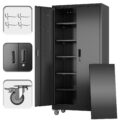 SUXXAN Garage Storage Cabinet with Wheels Pegboard and 5 Adjustable Shelves, 71” x 32” x 16”Metal Lockable Cabinet with Magnetic Doors,Tool Storage,Home Office… by SUXXAN