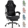 Sweetcrispy Computer Gaming Chair – High Back Ergonomic Desk Chair with Footrest and Lumbar Support, Height Adjustable Task Chair with Linkage Armrests and Headrest, 360° Swivel… by Sweetcrispy