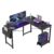 Sweetcrispy L Shaped Desk – Computer Desk Corner Desks Gaming Desk PC Table with CPU Stand Side Bag for Home Office Dorm Sturdy Writing Workstation, Black, 50-Inch by Sweetcrispy