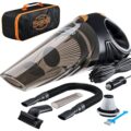 THISWORX Car Vacuum Cleaner – Portable, High Power, Handheld Vacuums w/ 3 Attachments, 16 Ft Cord & Bag – 12v, Auto Accessories Kit for Interior Detailing – Black by Power Practical