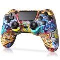 TIANHOO Wireless Controller Compatible with PS4/Pro/Slim, with Vibration Feedback, Motion Sensing, Touchpad, Light Bar, Share, Speaker, 3.5mm Headphone Jack (Graffiti) by TIANHOO