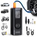 Tire Inflator Portable Air Compressor, 180PSI Air Compressor with Digital Pressure Gauge, 3X Faster Portable Air Pump for Car, Motorcycle, Bicycle, Ball and More(Black) by KUXISA