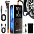 Tire Inflator Portable Air Compressor, 5X Faster Portable Air Pump for Car Tires with Powerful Battery, 180PSI Cordless Air Pump with Digital Pressure Gauge for Cars, Bike &… by LICORNE