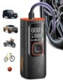 Tire Inflator Portable Air Compressor – Powerful 160PSI & 2X Faster, Accurate Pressure LCD Display, Cordless Easy Operation – Portable Air Pump for Car, Motorcycle, E-Bike, Ball by Skight